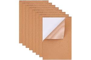 ‎BENECREAT BENECREAT 8 Pack A4 Selbstklebender Kork 21x30cm Rechteckisolierung Korkplatten für Fußböden, Wände, Heimwerken, Stanzen, Bastelprojekte, 2 mm Dicke