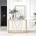HOOBRO Consolle Ingresso Stretta: 75x24x75 Cm, Bianco E Noce, Piano In Truciolato E Gambe In Metallo, Per Corridoio E Soggiorno