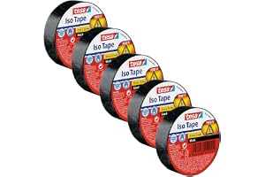 tesa Iso Tape - självhäftande isoleringstejp - svart, 5 rullar-10 m x 15 mm