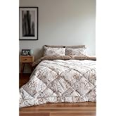 Alla Turca Double Double Double Bed with Pillowcase and Elastic Sheet Double Sided Patterned Sleeping Set-Natura Coffee with Milk