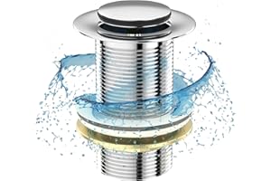 Bonicxane Pop Up Basin Waste - UnSlotted Click Clack Bathroom Sink Plug in Chrome Finish - Modern Sink Waste Kit with Overflows.