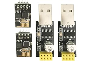 ICQUANZX Module émetteur-récepteur sans Fil WiFi série ESP-01 avec Adaptateur USB vers ESP pour Arduino Raspberry Pi (2 pièces ESP-01 + 2 pièces USB)