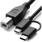Furalis Type-C + Micro USB to USB-B Yazıcı/MIDI Bağlantı Kablosu (1 METRE) - Printer, Tarayıcı, MIDI Klavye, Ses Kartı, Dijit
