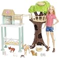 Barbie Waldtier-Forscherin Spielset, Mit Puppe, 10 Tierfiguren, Baum, Höhle, Für Kinder Ab 3 Jahren