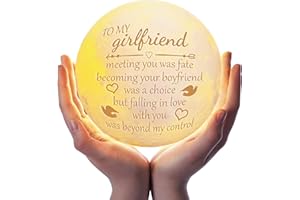 WELSKY Gifts for Girlfriend, Engraved Moon Lamp Girlfriend Gifts 3D Printing Touch Control with Wood Scaffold, Girlfriend Birthday Gifts Valentines Day Christmas Anniversary Presents for Girlfriend