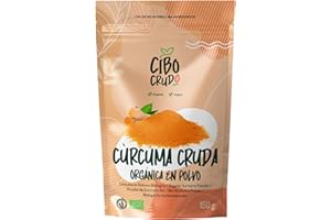 CIBO CRUDO CRUDO BIOLOGICO VEGAN Curcuma en Polvo Ecológica - 150g. Cúrcuma Organica para Curcuma Latte. Turmeric Powder for Golden Milk. Cúrcuma en Polvo Cruda y Pura.