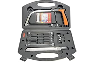 VKWE 13 in 1 Multifunctional Hacksaw Tool for Metal/Wood/Plastic Cutting | Interchangeable Blades & Storage Box | Compact Design for DIY Projects & Precision Cutting (Black and Metallic)