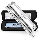 East top Chromatic Mouth Organs Harmonica Key of C,10 Holes 40 Tones Chromatic Harmonica Mouth Organ for Adult Beginners and Professionals with Silver Cover(T10-40): 
