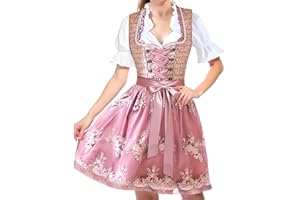 ZQEJEFD Dirndl Robe Traditionnelle, 3Pcs Dirndl Midi pour Oktoberfest avec Tablier en Dentelle et Chemisier, Oktoberfest pour Femme Costume Bavarois Traditionnel Parfait pour Carnaval & Oktoberfest, L