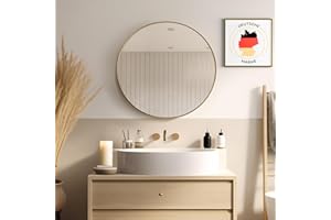 ‎JOULISE JOULISE - Design Wandspiegel Rund - 50/60/70 cm für Badezimmer & Wohnzimmer & Flur - Stilvoll & Modern - Wall Mirror - Spiegel Rund (Gold, Ø 60 cm) - Wandmontage