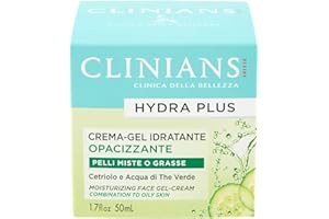 Clinians crema idratante opacizzante viso con acqua di mela e zinco combinazione per pelli, 50 ml