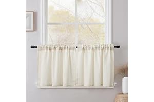 CUCRAF Tende Cucina per Interni a Vetro Finestra 90x45 (LxA) cm 2 Pezzi Corte Lino Tenda Naturale