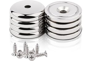 Aenienoe Aimant à Visser Puissant 40kg Aimants Neodyme Super Gros Aimant Puissant Contre-alésage avec Manchon en acier,Magnet 36mm 8 Pièces