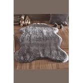 Raschel Carpet Kalın Koyu Gri Peluş Yumuşak Post Halı, 60 x 90