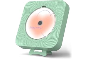 Yintiny Niedlicher grüner CD-Player mit Bluetooth 5.0, wiederaufladbarer Musik-Player für Heimdekoration, tragbarer Musik-Player, Fernbedienung, unterstützt AUX-In-Kabel und USB