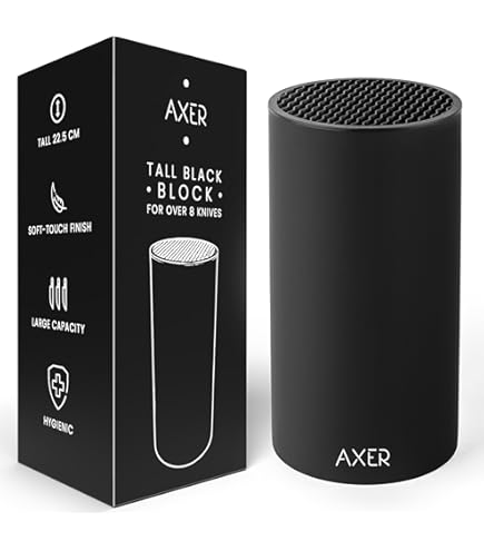 Portacoltelli Da Cucina Cheerhom - Senza Coltelli - Con Stecche Flessibili - Nero - Per 5-8 Coltelli - 22x9,5x9,5 Cm - Foto 2