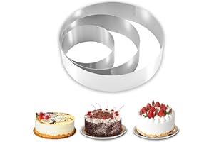 DIKARIYA Aro para Tartas, Aro Reposteria Acero Inoxidable, Aros de Cocina 10/15/20cm, 4,5 cm de Alto Molde Redondo Pastel Anillo Aro de Pastelería para Montar Tartas para Mousse Postre Tartas de Capas