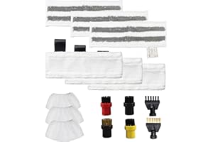 Getyjoe Lot de 15 Accessoires Nettoyeur à Vapeur pour Karcher Easyfix SC1/SC2/SC3/SC4/SC5/SV7 3 Chiffons de Sol en Microfibre + 3 Buses à Main Microfiber Cloth +3 Chiffons Abrasifs + 6 Brosse