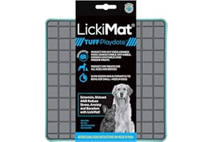 Lickimat Tuff, Heavy-Duty Playdate, Dog Slow Feeder Lick Mat, Boredom Anxiety Reducer; Perfect for Food, Treats, Yogurt, or Peanut Butter, Fun Alternative to a Slow Feed Dog Bowl, Turquoise