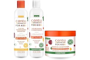 Cantu Cuidado para los Niños Suave Cuidar Texturizado Champú para Cabello+Acondicionador+Acondicionador sin Aclarado Juego de 3