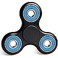 Premsons® Hand Spinner Desk Toy - High Speed Smooth Finger Spin Sensory Fidget Stress Relief Game Play for Kids & Adults - Birthday Party Gift - Four Bearing - Black + Blue Bearing