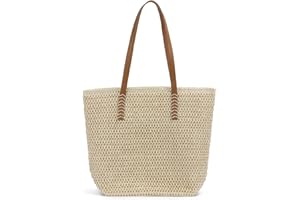EVEOUT Stroh Schultertaschen Strandtasche für Damen Große Sommer gewebte Handtasche Henkeltaschen Shopper Böhmen für Urlaub