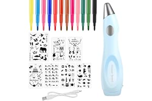 ‎FOREVER SPEED Forever Speed Elektrischer Farbsprühstift, airbrush set kinder mit 12 Filzstiften & 7 Schablonen, Airbrush Fun Farben sprühen für Kinder, Ungiftig