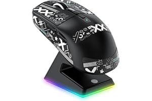 VGN GAMEPOWER ATTACK SHARK X6 SUPERLIGHT Mouse Gaming Wireless con Station di Carica, 49g Ultraleggero Mouse da Gioco G502, 26000DPI, PixArt PAW3395, 2.4G/Bluetooth/Cablato, Mouse Grip Tape, Nero