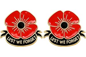 YUEBAOWAN Poppy Badges and Pins 2025, Poppy Badge, Poppy Pin, Lest We Forget Poppy Brooch, Remembrance Sunday Red Flower Rhinestone Badges Banquet Enamel Poppy Lapel