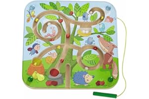 Haba 301057 - gra magnetyczna z motywem labirynt drzewa, pedagogiczna zabawka drewniana dla dzieci od 2 lat, szkoli logikę i motorykę precyzyjną