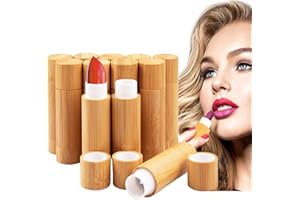 12 Stück Leer Lippenstift Lippenstifthülsen mit Bambusschale, MERYSAN 5ml Nachfüllbar Leer Lippenbalsam Hülsen DIY Lippen Balm Tubes Container Hausgemachte Lippenbalsams