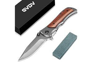 GVDV Navaja de Bolsillo Senderismo Plegadora de Bolsillo para Navaja de Bolsillo - Utilidad portátil Cuchillos de Caza Acero Inoxidable 7Cr17 con Piedra para afilar Cuchillos