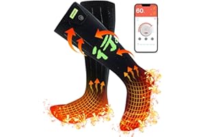 BEAUZMO Electric Heated Socks for Men Women with 5000mAh Battery & APP Control 360° All-Round Heating Rechargeable 4 Heat Settings Thermal Socks for Cycling, Skiing, Fishing, Camping, Hiking