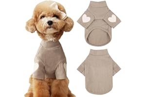 Yaopelky Felpa per cani di taglia piccola e media, calda maglietta per animali domestici, con stampa a cuore, per gatti, cuccioli, felpe per orsacchiotto, chihuahua schnauzer (caffè, M)