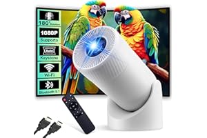 FUTUZEN Mini Proiettore 4K 1080P, WiFi BT5.1 Proiettore Portatile 180°Rotation, 300ANSI Max 200" Messa a Fuoco Rapida proiettore 1S Auto Keystone Altoparlante HiFi Supportato per Telefono/PC/TV/HDMI/PS5
