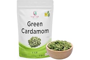 YOGI’S GIFT – CELEBRATING HEALTH Vainas de CARDAMOMO VERDE de la India enteras | Cardamomo granel 454 Gramos | Sabrosa especia india | Semillas de Cardamomo | de Yogi's Gift®