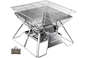 CAMPING MOON Campingmoon MT-2 Portable Campfire BBQ Barbecue Folding Stainless Steel Barbecue for Travel with Carry Bag