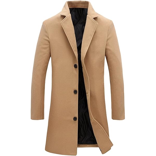 Allthemen Heren Lange Trenchcoat Dubbel Opgeknopt Warme Jas Casual Slim Fit Uitgaanskleding Wol Zaken Winterjas Peacoat, Grijs, XL