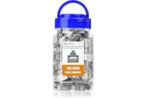 Cable Matters confez. da 100 connettore RJ45 passante cat6A (term. Cat 6A / connet. Cat6A / spine modulari RJ45/spine Ethernet/connettore di rete) per cavo Ethernet S/FTP solido o a trefoli