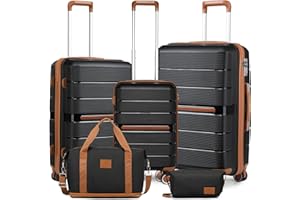 British Traveller Luggage Sets of 3 Lightweight Hard Shell Suitcase Sets with TSA Lock Spinner Wheels 20" 24" 28" Travel Trolley Case, Include 1pcs Travel Bag and 1pcs Toiletry Bag