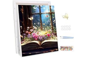 MEIYUDA DIY Paint by Numbers for Adults with Frame Butterfly, Book Paint by Numbers Kits, Arts and Crafts for Beginner Drawing Paintwork Wall Art 30x40cm
