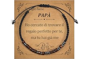 CheersLife Bracciale in Codice Morse Per Papà/Nonno, Bracciale Regalo Per Papà, Regalo Per La Festa Del Papà/Nonno, Bracciale in Legno a Filo Avvolgente, Regalo Di Compleanno Per Natalei love you
