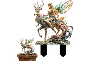 Mxshc Estatua de hada de jardín de acrílico para decoración de macetas de flores, figuras de hadas en miniatura, decoración de macetas para interiores y exteriores, arte decorativo para patio