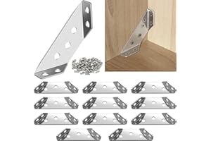 BGOBTY Staffe Angolari per Legno,Staffa Angolare Connettore Angolare Universale,Support triangolari in acciaio inox,connettori angolari per mobili,per il rinforzo e il restauro di mobili,tavoli (12 pezzi)