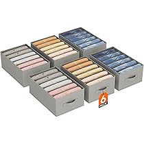 ANCEN Lot De 6 Organiseurs De Tiroir Pliables En Tissu Pour Ranger Soutien- Gorge, Chaussettes, Culotte, Ceintures (gris