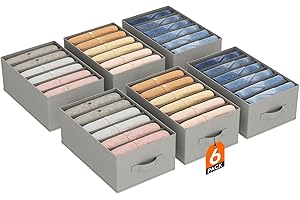 Lifewit Cajas Organizador de Armario Ropa, Plegables Separadores de Cajones, Colmeias Almacenamiento Gavetas con 6 Compartiments para Almacenar Camisetas/Pantalones/Suéteres, 42 x 27 x 17 cm, 6 Piezas