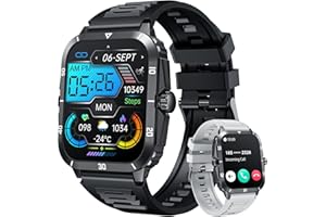 NONGAMX Orologio Smartwatch Uomo Compatibile Android con iOS Cellulare: 2,0" Touch Orologi Fitness Watch Digitale Sportivo Chiamate Contapassi Sanguigna Pressione Impermeabile Bluetooth Cardiofrequenzimetro