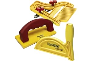 Milescraft 7334 Safety Bundle - Includes FeatherBoard, PushStick and Free Grabber Push Block, Yellow