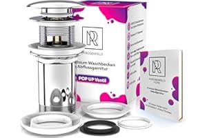M. ROSENFELD HOME Piletta Click Clack per Lavabo del Bagno con Troppopieno - Incl. Aeratore del Rubinetto - Universale Scarico G1-1/4 Pollici - Tappo Lavandino del Bagno Cromato in Acciaio Inox