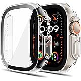TAURI 2 Pezzi Cover Apple Watch Ultra 2 49mm /Cover Apple Watch Ultra 49mm con 9H Vetro Temperato[Tocco Sensibile] [HD Clear]